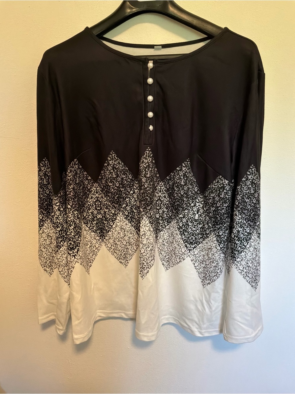 Modlily Tuck Stitch Geometric Print Long Sleeve Shirt Women’s XXL